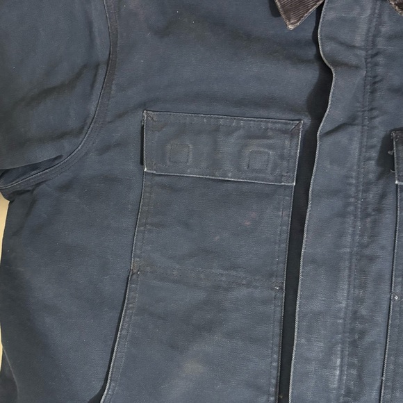 Vintage Carhartt 48 Tall Navy Detroit Arctic Quilt Lined Jacket  Corduroy Collar - Picture 10 of 11